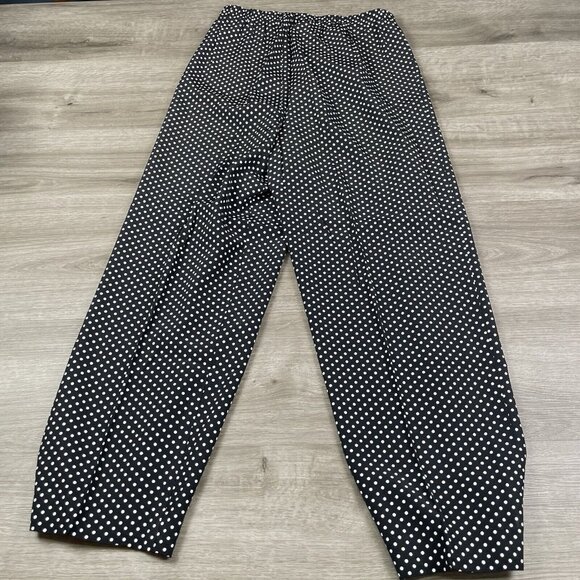 Vintage Oh Mamma Designs Womens Pants Size Medium Black With White Polka Dots - Picture 10 of 11